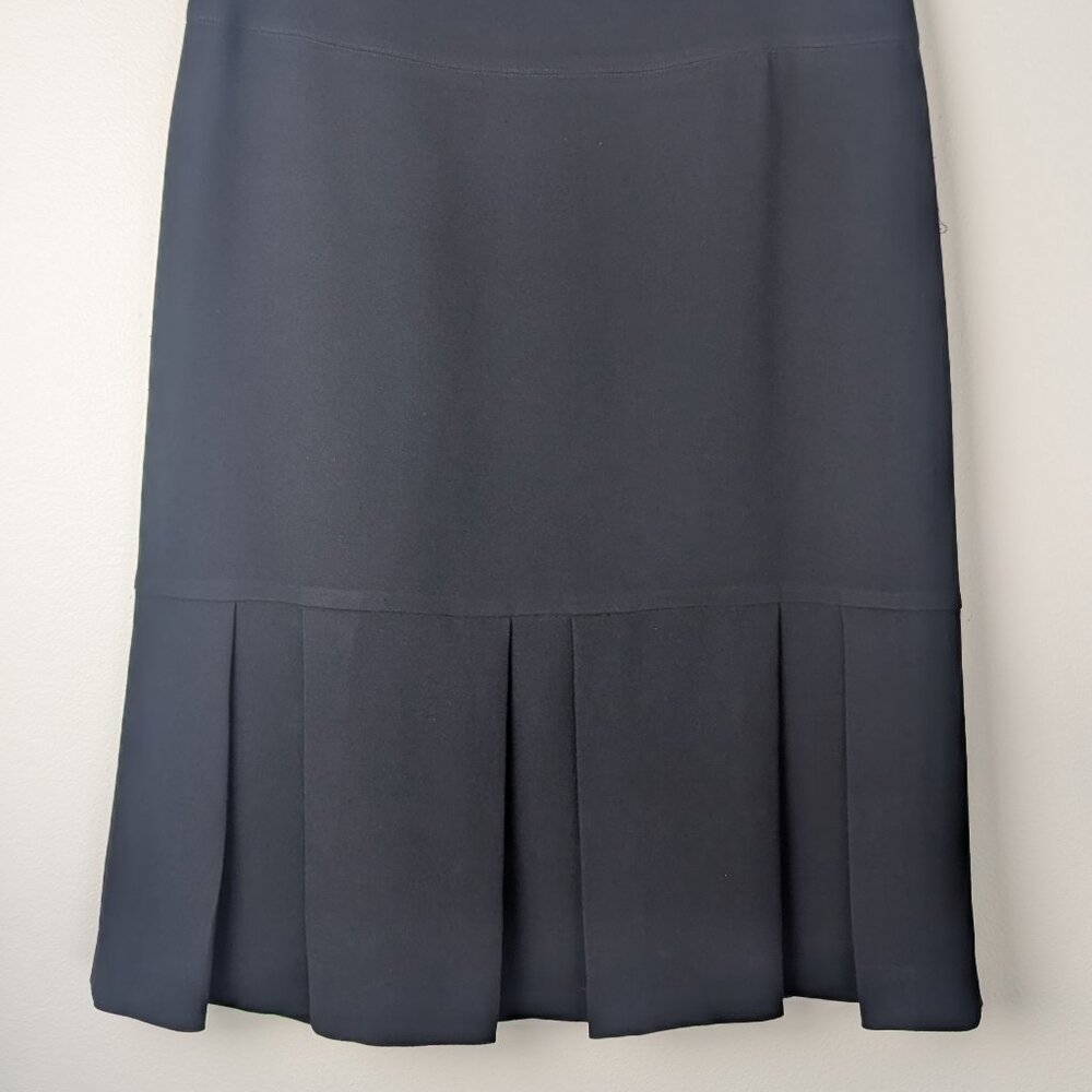 Black Pencil Skirt Office Wear Women's Career Basics Ellen Tracy Pleated Skirt